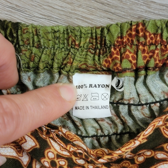 Bohemian Floral Wide-Leg Pants 100%rayon - Picture 4 of 6